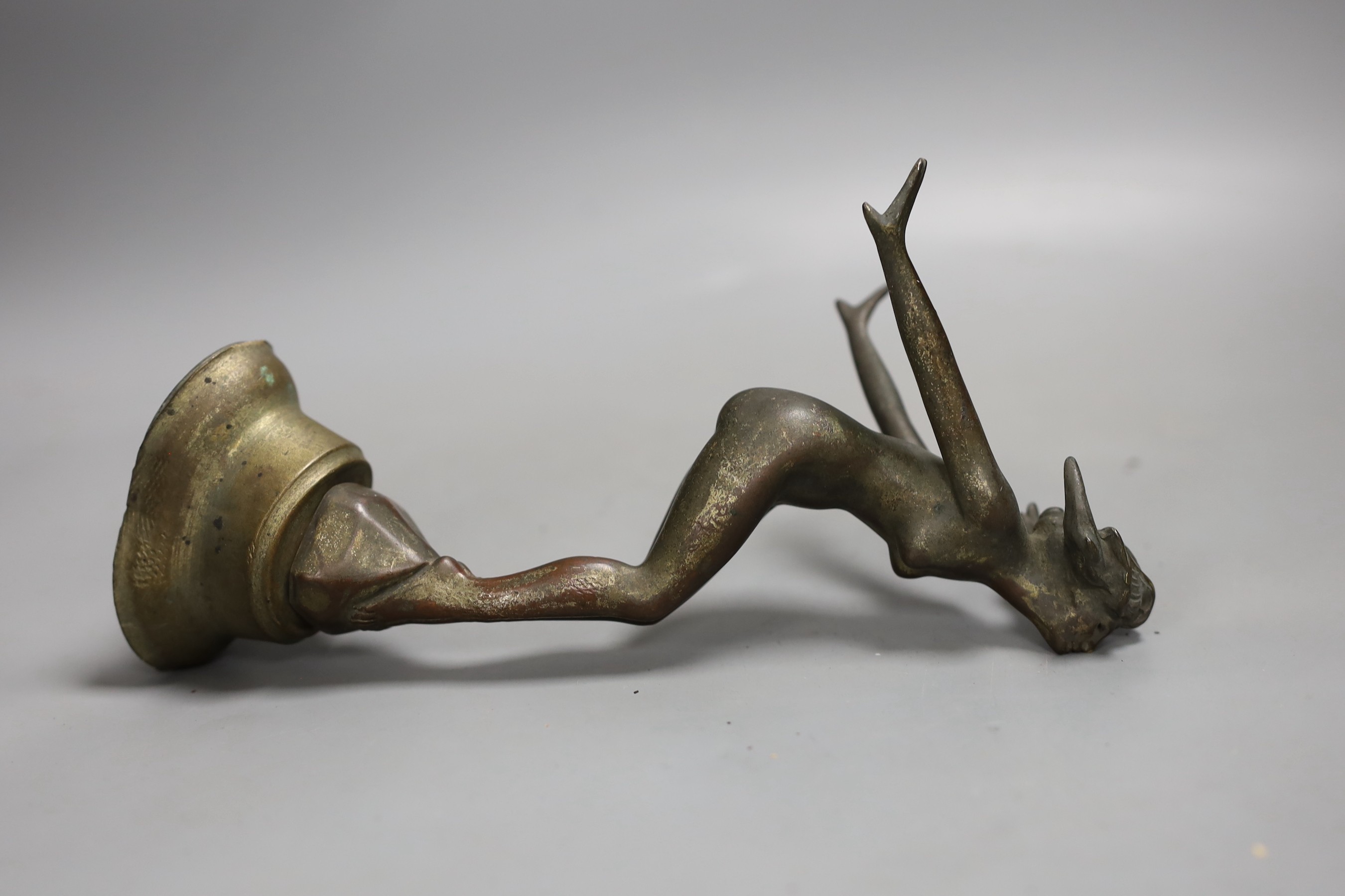 1920's bronze figural car mascot, 22cm total length